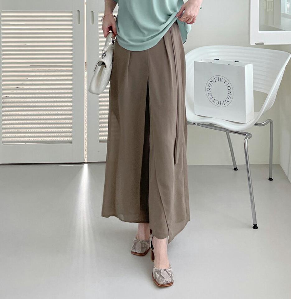 【タイム特価】ラップフレアパンツ・全3色・b72008 レディース 【pt】パンツ ズボン ロングパンツ　ラップデザイン ワイドパンツ ラップパンツ 単色 シンプル カジュアル スカンツ 春 秋 韓国ファッション ハイホリHIHOLLI 【TS】セール