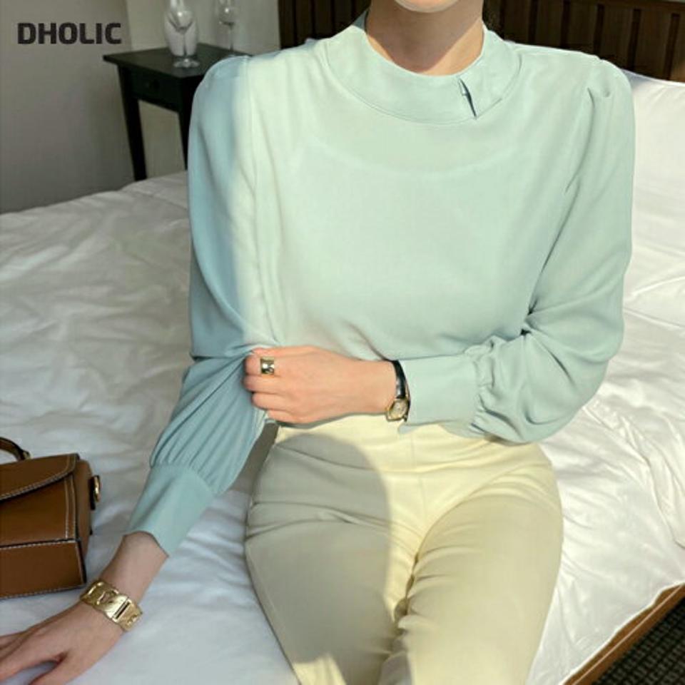 【15%OFF】シアーストラップ付ブラウス・全4色・e71987 レディース 【bl】トップス ブラウス 長袖 シアー ギャザー パフ袖 パフスリーブ 単色 無地 シンプル フェミニン ハーフネック 大人 きれいめ 上品 パステル 学校行事 春 秋 韓国ファッション ハイホリHIHOLLI blセール