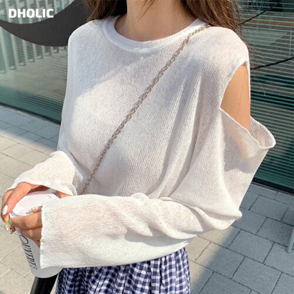 ショルダースリットルーズニット・全4色・t00369 レディース 【tops】韓国ファッション トップス ニット 大人 長袖 ラウンドネック オープンショルダー ショルダースリット ルーズ 無地 シンプル フェミニン カジュアル デイリー 春 秋