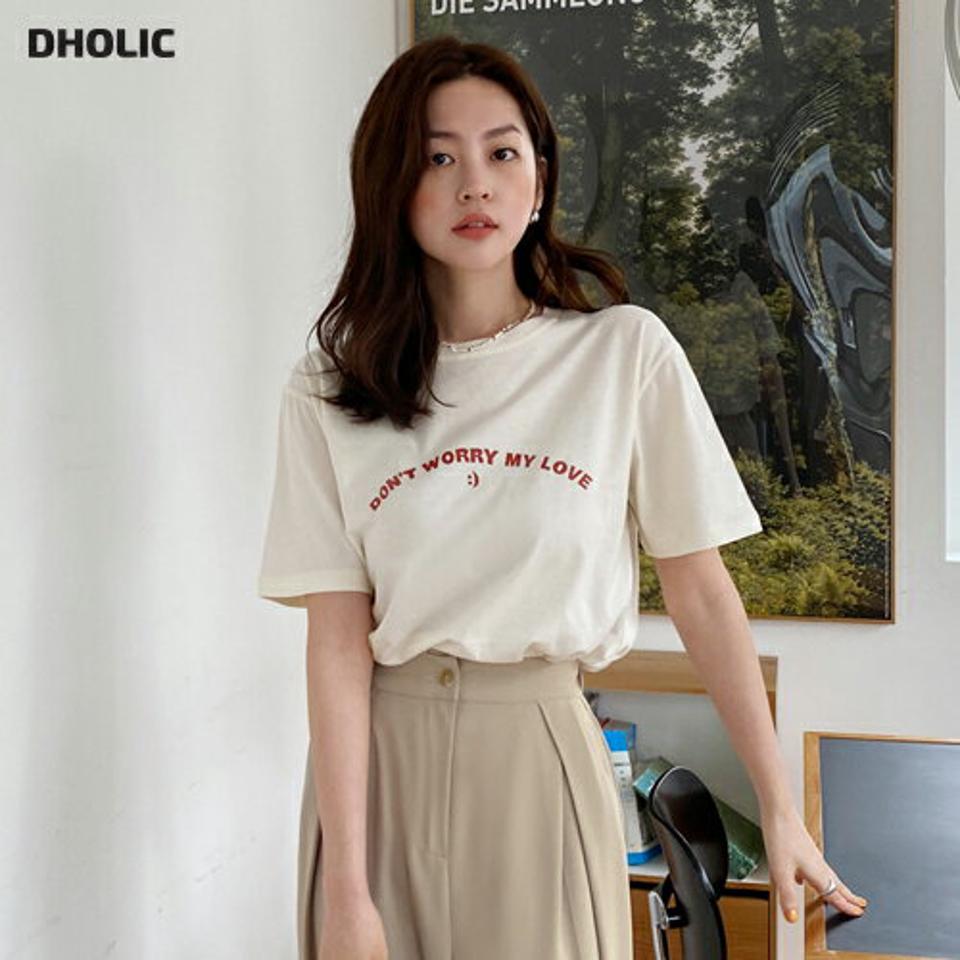 カーブレタリング半袖Tシャツ・全3色・t66441 レディース 【tops】韓国ファッション トップス Tシャツ 大人 半袖 ラウンドネック レタリング 英字 ロゴ かわいい 可愛い シンプル フェミニン カジュアル デイリー 夏 春 秋