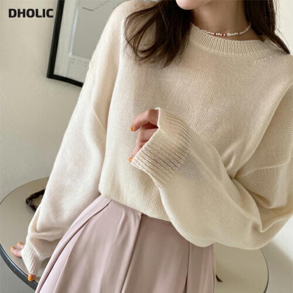 ルーズフィットアンバランスニット・全4色・b66448 レディース 【tops】韓国ファッション トップス ニット 大人 長袖 ラウンドネック アンバランス ルーズ 無地 ベーシック シンプル フェミニン カジュアル デイリー 春 秋