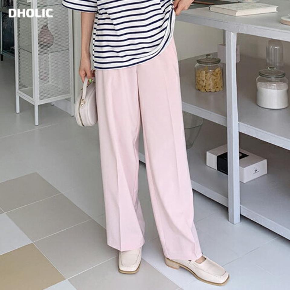 ツータックワイドスラックス・全3色・t00568 レディース 【pt】韓国ファッション ボトムス ロング ロングパンツ スラックスパンツ スラックス ツータック ワイド ストレート 無地 ベーシック シンプル ピンク フェミニン カジュアル 春 秋