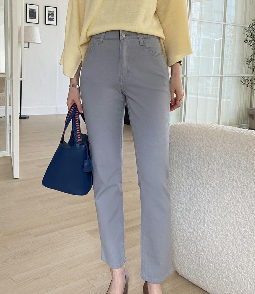 シークレットゴムストレートパンツ・全4色・b71856 レディース 【pt】ボトムス ロング ロングパンツ シークレットゴム ストレートパンツ 無地 シンプル フェミニン カジュアル デイリー 春 秋 韓国ファッション ハイホリHIHOLLI