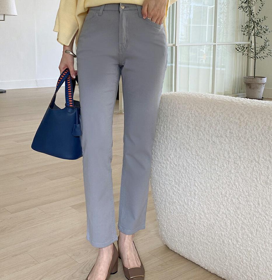 シークレットゴムストレートパンツ・全4色・b71856 レディース 【pt】ボトムス ロング ロングパンツ シークレットゴム ストレートパンツ 無地 シンプル フェミニン カジュアル デイリー 春 秋 韓国ファッション ハイホリHIHOLLI