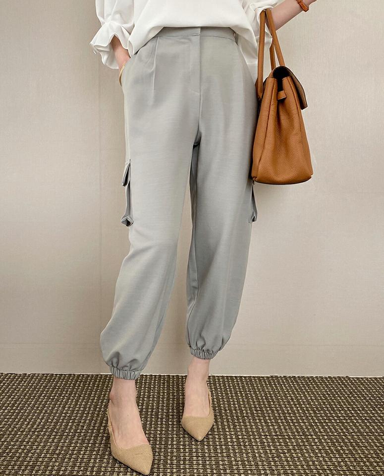 バックゴムカーゴジョガーパンツ・全3色・t72044 レディース 【pt】パンツ ズボン ロングパンツ 長ズボン ジョガーパンツ 単色　無地 シンプル 大人 カジュアル ワイド 春 秋 韓国ファッション ハイホリHIHOLLI