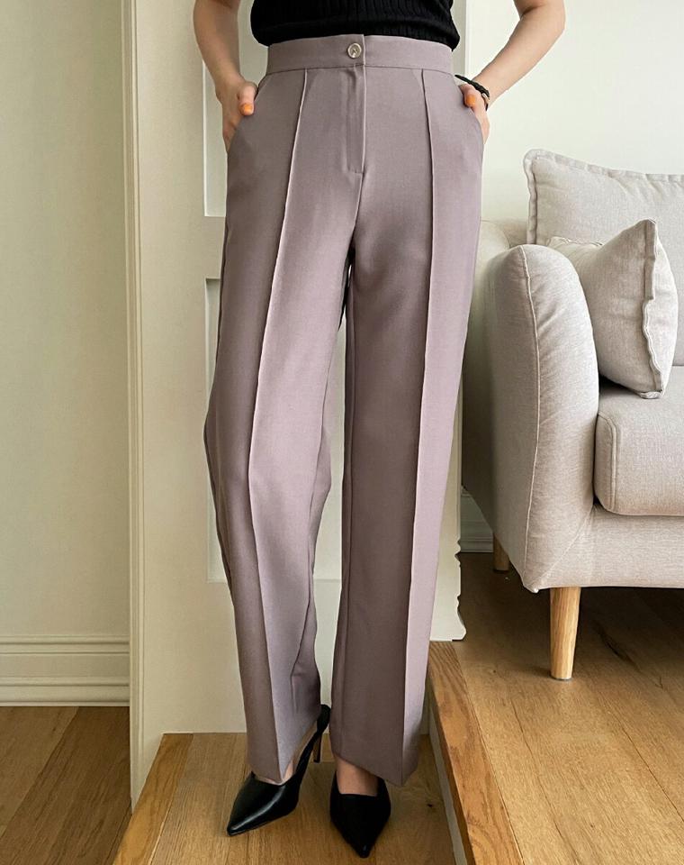 ストレートスラックス・全3色・t66904 レディース 【pt】韓国ファッション ボトムス ロング ロングパンツ スラックスパンツ スラックス ストレート ダーツ ワイド ハイウエスト 無地 シンプル フェミニン 春 秋