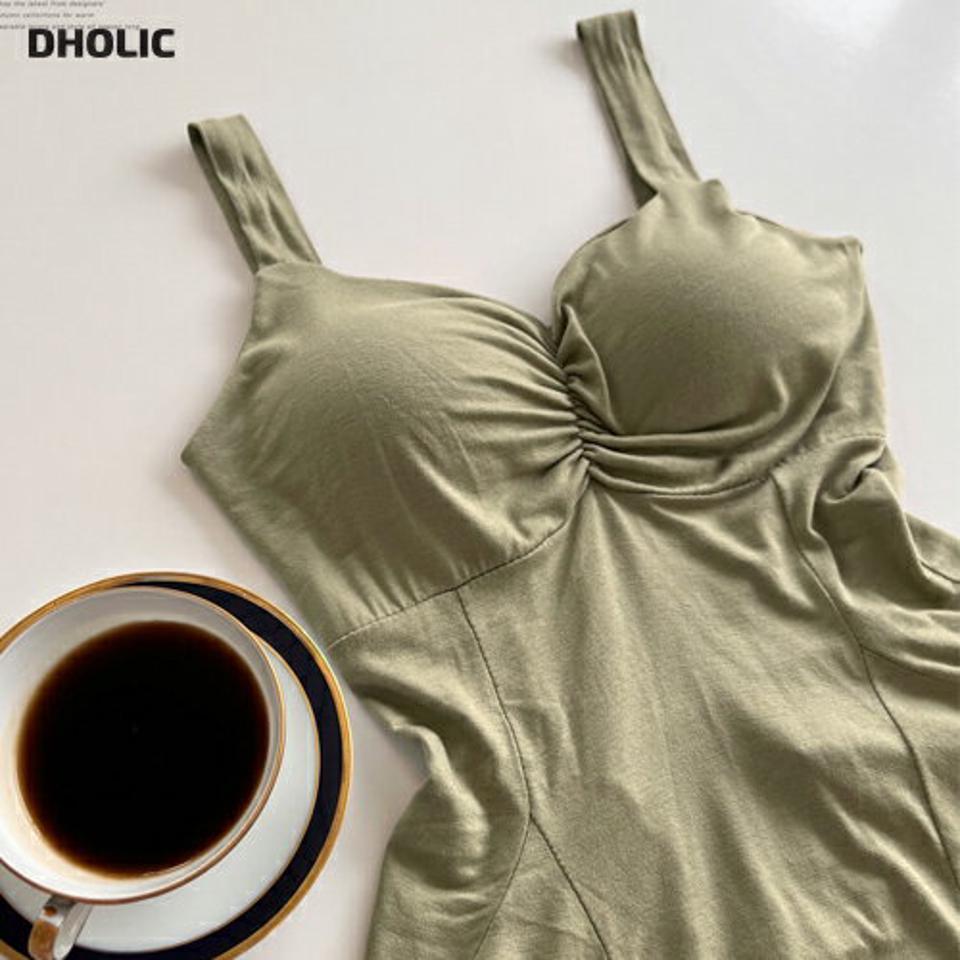 カップフレアノースリーブ・全4色・t00357 レディース 【tops】トップス スリーブレス ノースリーブ カップ内蔵 フレア 単色 無地 シンプル カジュアル スクエアネック ギャザー 春 夏 韓国ファッション HIHOLLI