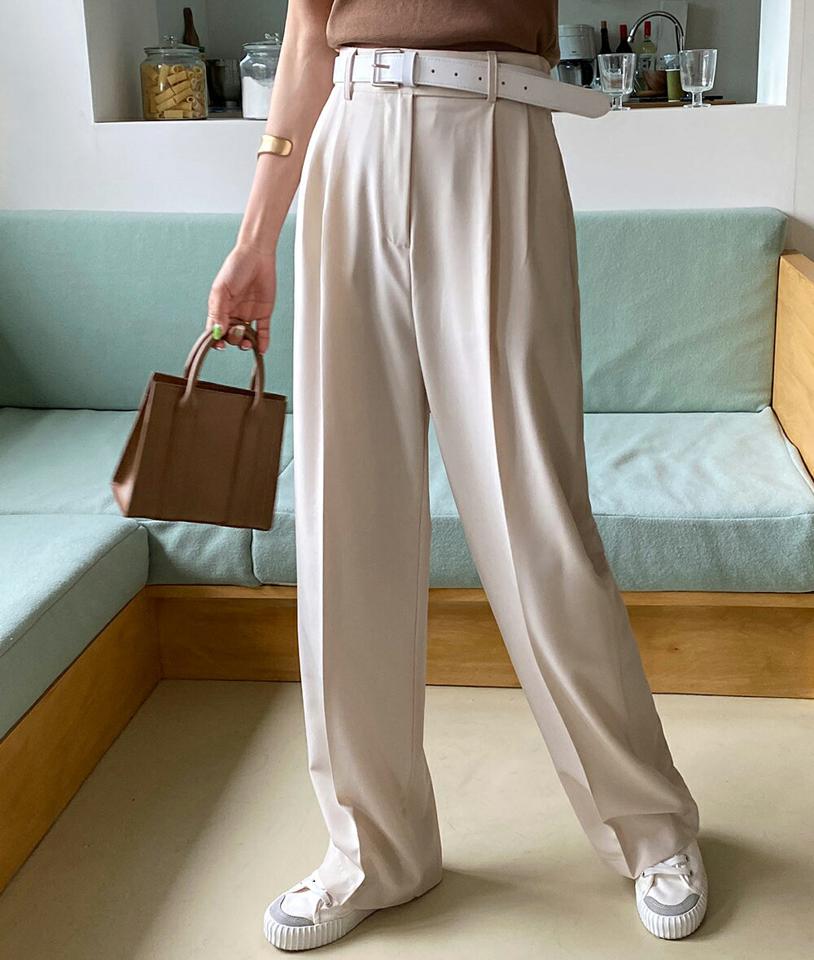 バックゴムストレートスラックス・全4色・t66962 レディース 【pt】韓国ファッション ボトムス ロング ロングパンツ スラックスパンツ スラックス バックゴム ストレート ハイウエスト 無地 シンプル フェミニン カジュアル 春 秋