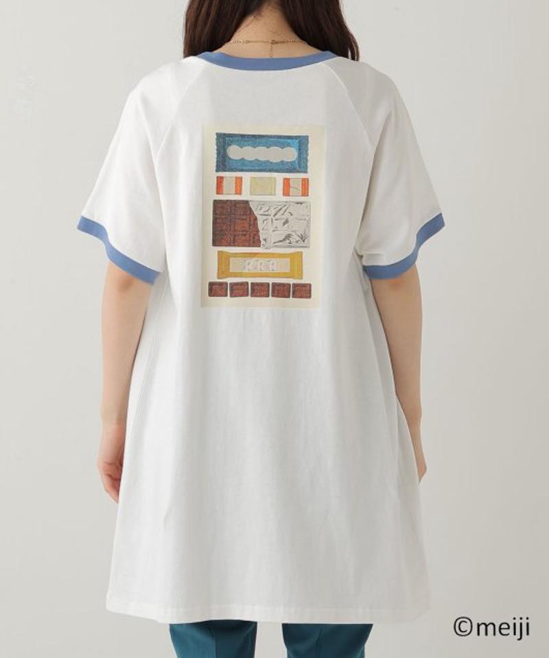 明治ミルクチョコレートヴィンテージプリントチュニックTシャツ