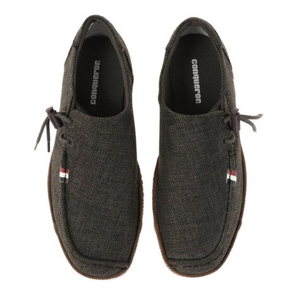 コンカラー（conqueror）（メンズ）スリッポン オアシス ヘンプ グレー OASIS HEMP GRAY ダークグレー 通気性 春夏用 履きやすい オフィスカジュアル