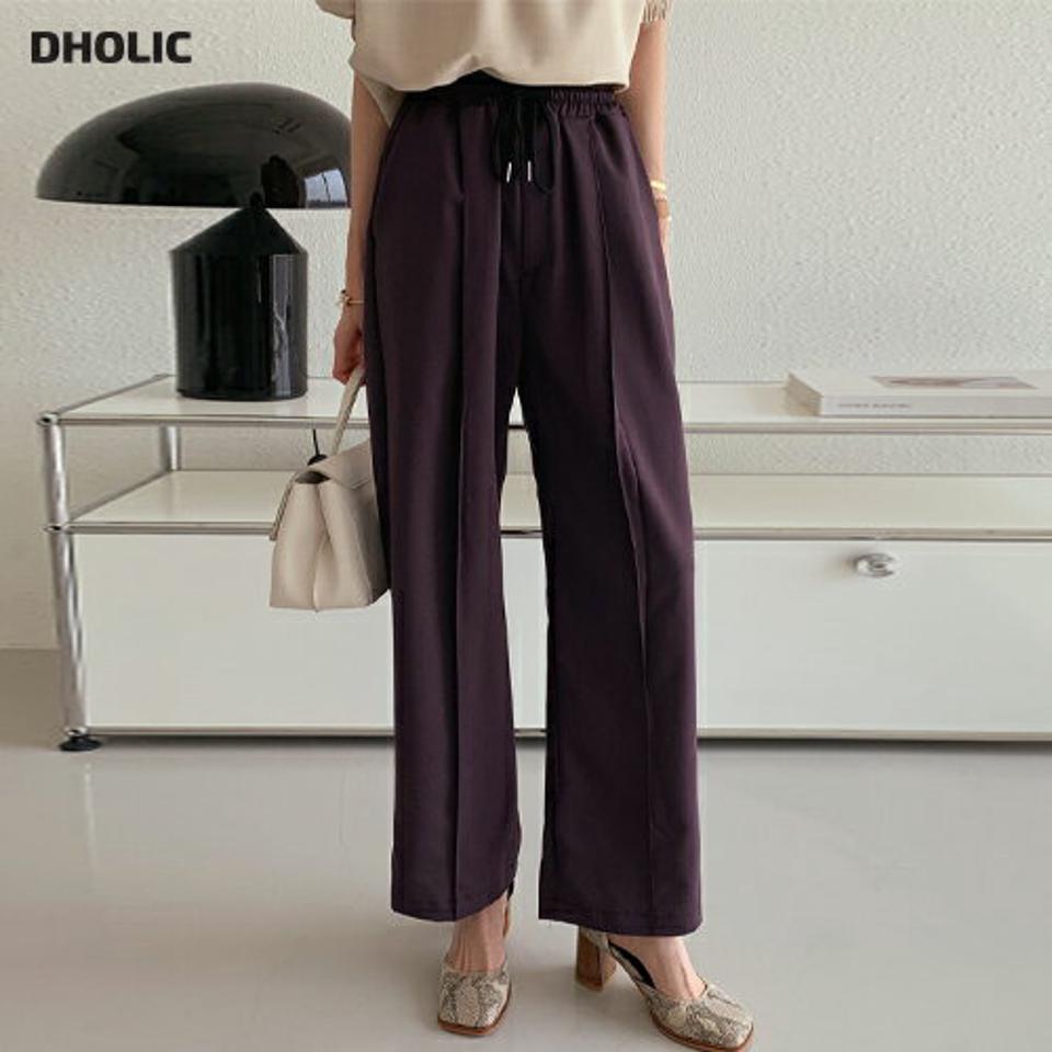 ストリングワンタックワイドパンツ・全4色・b72065 レディース 【pt】パンツ ズボン ロングパンツ ワイドパンツ ウエストゴム 単色 無地 シンプル カジュアル 体型カバー 大人 ストレート 春 秋 韓国ファッション ハイホリHIHOLLI