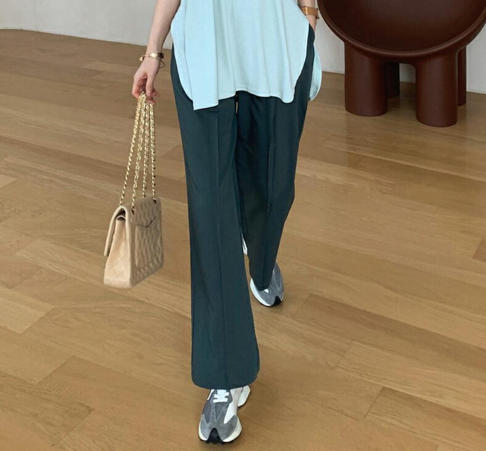 ストリングワンタックワイドパンツ・全4色・b72065 レディース 【pt】パンツ ズボン ロングパンツ ワイドパンツ ウエストゴム 単色 無地 シンプル カジュアル 体型カバー 大人 ストレート 春 秋 韓国ファッション ハイホリHIHOLLI