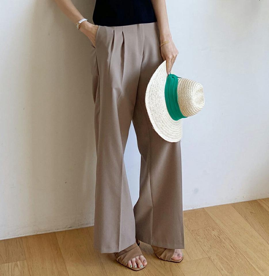 ツータックワイドスラックス・全4色・t72057 レディース 【pt】スラックス パンツ ズボン ロングパンツ ワイドパンツ 単色 無地 シンプル ベーシック 大人 きれいめ オフィスカジュアル 学校行事 春 秋 韓国ファッション ハイホリHIHOLLI