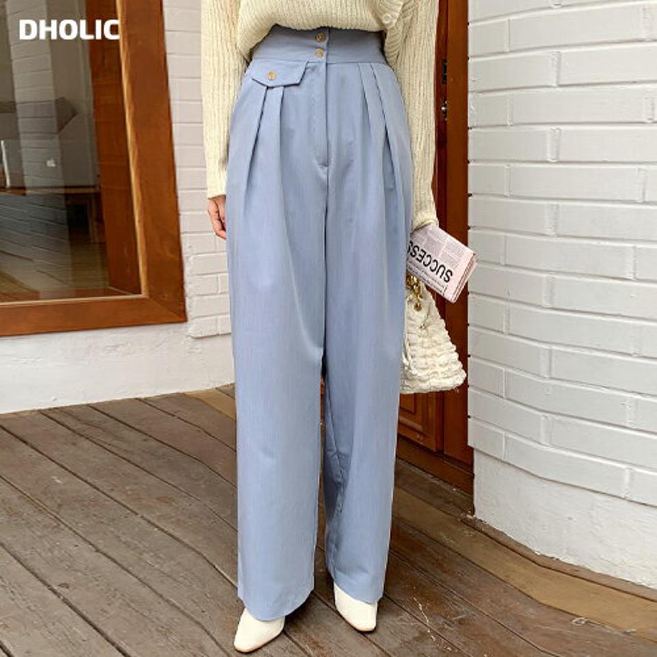 ツーボタンフラップスラックス・全3色・t66507 レディース 【pt】韓国ファッション ボトムス ロング ロングパンツ スラックスパンツ スラックス ツーボタン フラップ ハイウエスト 無地 シンプル フェミニン カジュアル 春 秋