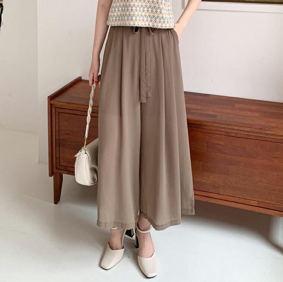 リボンツータックフレアパンツ・全3色・b66505 レディース 【pt】韓国ファッション ボトムス ロング ロングパンツ リボン ツータック フレアパンツ ハイウエスト 無地 シンプル フェミニン カジュアル 春 秋