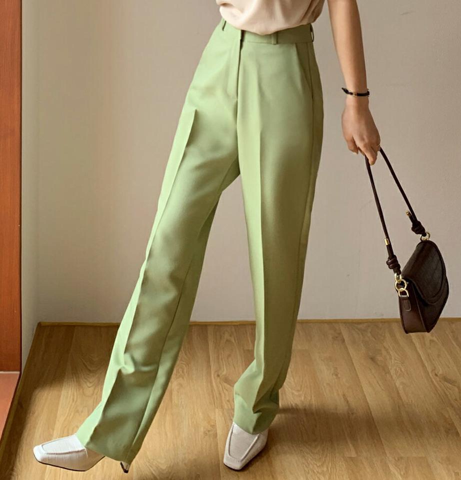 ストレートスラックス・全3色・t66506 レディース 【pt】韓国ファッション ボトムス ロング ロングパンツ スラックスパンツ スラックス ストレート ダーツ ハイウエスト 無地 シンプル フェミニン カジュアル 春 秋