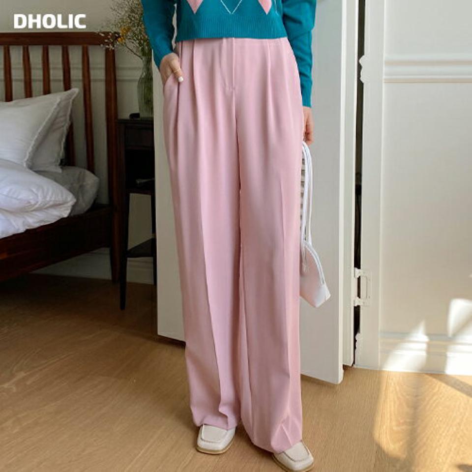 ツータックバックゴムスラックス・全4色・t00609 レディース 【pt】韓国ファッション ボトムス ロング ロングパンツ スラックスパンツ スラックス ツータック ストレート バックゴム 無地 シンプル フェミニン カジュアル 春 秋