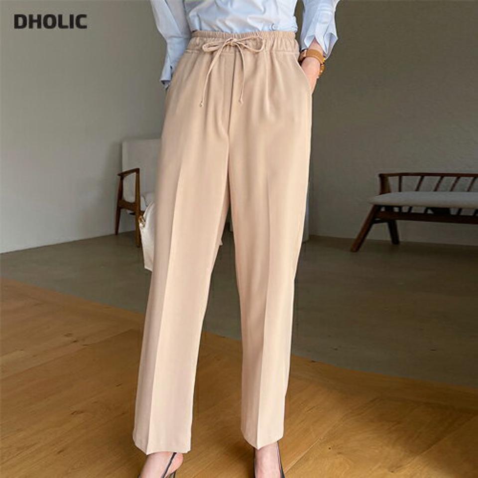 ストリングワイドパンツ・全4色・t71879 レディース 【pt】パンツ ズボン ロングパンツ ワイドパンツ 長ズボン 単色 無地 シンプル ベーシック ウエストゴム カジュル 楽ちん 春 秋 韓国ファッション ハイホリHIHOLLI