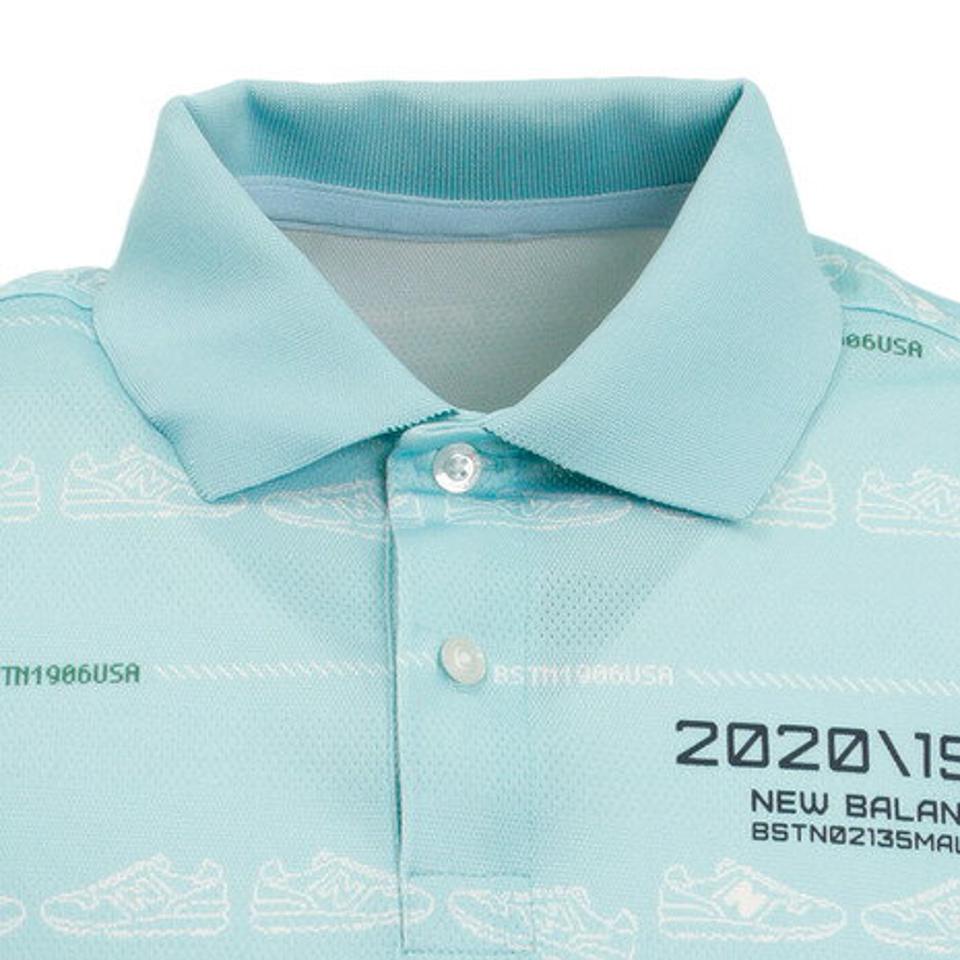 ニューバランス（new balance） ゴルフ ポロシャツ メンズ ロゴプリント シューズ柄ボーダー 半袖012-0160010-111 （メンズ）