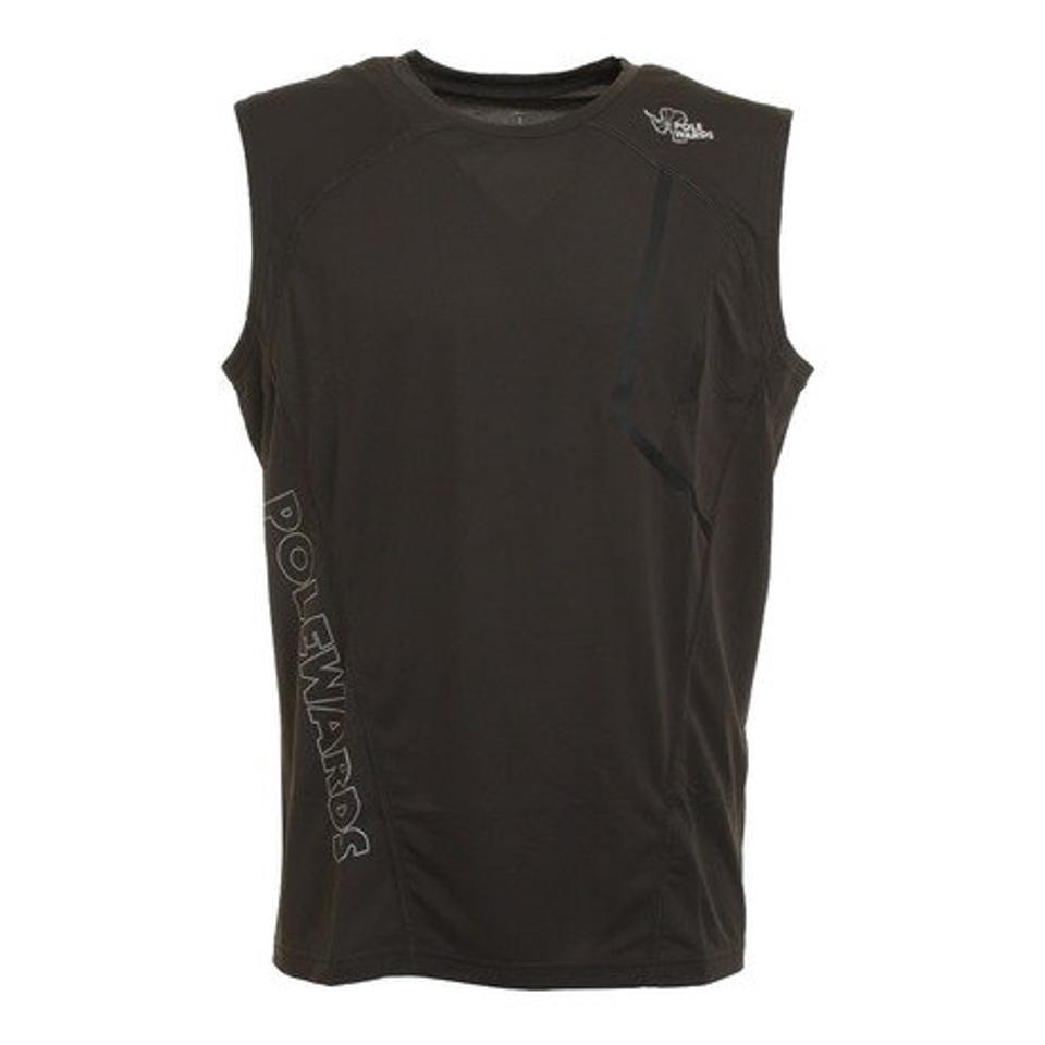 POLEWARDS（メンズ）ランニング SWicking ノースリーブシャツ PW2HJA21 BLK..