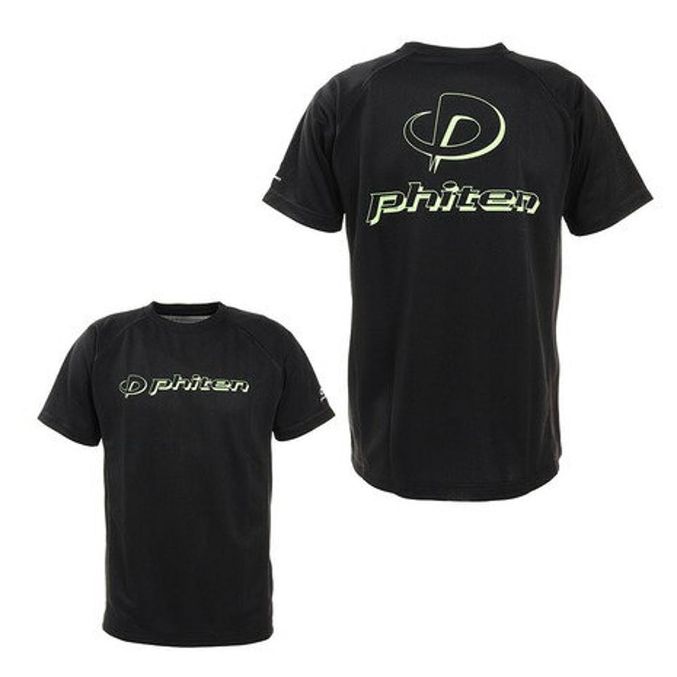 ファイテン(PHITEN) RAKUシャツSPORTS スムースドライ 半袖 ロゴ入り BK/LM 3120JG40300 バレーボール スポーツウェア 吸汗速乾 バレーボールウエア (メンズ)