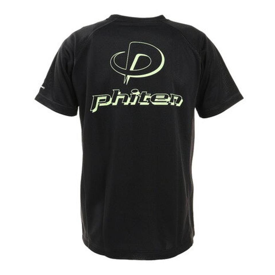 ファイテン(PHITEN) RAKUシャツSPORTS スムースドライ 半袖 ロゴ入り BK/LM 3120JG40300 バレーボール スポーツウェア 吸汗速乾 バレーボールウエア (メンズ)