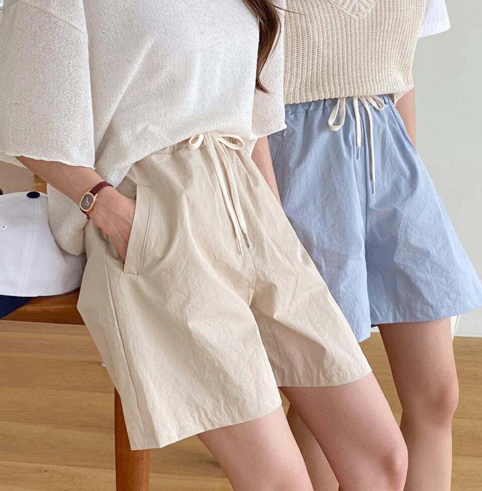 ウエストゴムドロストショートパンツ・全7色・t67041 レディース 【pt】韓国ファッション ボトムス ショート ショートパンツ デニムパンツ ショート丈 ウエストゴム ドロスト ハイウエスト 無地 シンプル カジュアル 夏 春 秋