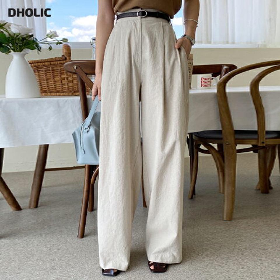 リネン混ワイドタックスラックス・全2色・t66953 レディース 【pt】韓国ファッション ボトムス ロング ロングパンツ スラックスパンツ スラックス リネン混 ワイド タック ハイウエスト 無地 シンプル フェミニン カジュアル 春 秋
