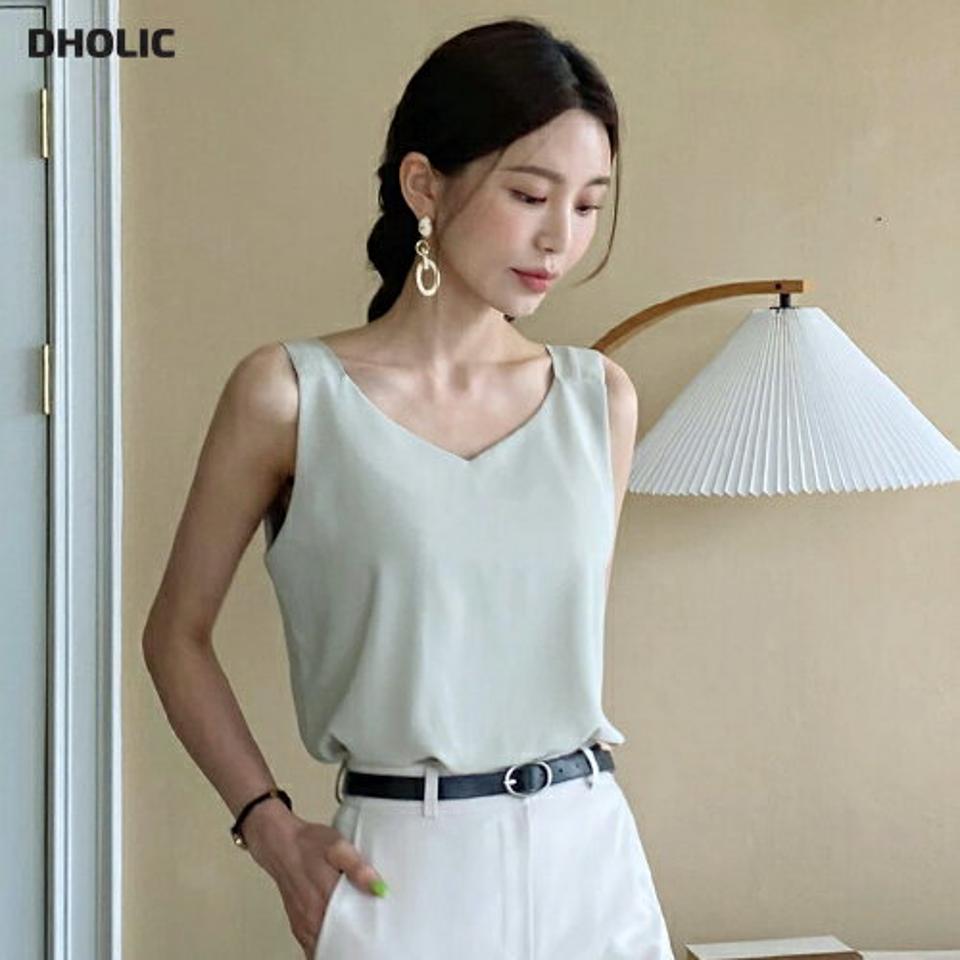 Vネックノースリーブ・全7色・b66941 レディース 【tops】韓国ファッション トップス ノースリーブ 大人 Vネック スリーブレス 無地 ベーシック シンプル フェミニン カジュアル 夏 春 秋
