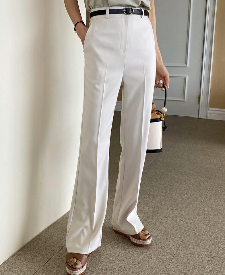 ロングセミフレアスラックス・全3色・t66930 レディース 【pt】韓国ファッション ボトムス ロング ロングパンツ スラックスパンツ スラックス セミフレア センタープレス 無地 シンプル フェミニン カラーパンツ カジュアル 春 秋