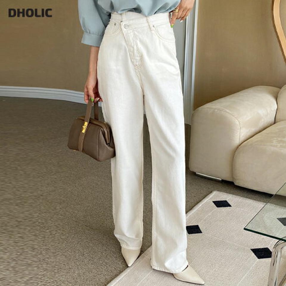 アンバランスボタンフライワイドパンツ・全1色・b66928 レディース 【pt】韓国ファッション ボトムス ロング ロングパンツ アンバランスボタン フライ ワイドパンツ ハイウエスト 無地 シンプル フェミニン カジュアル 春 秋