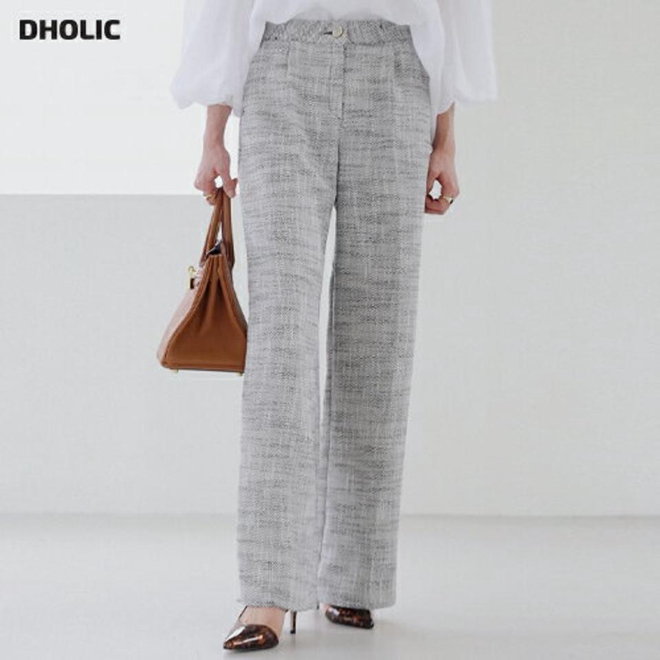 ツイードゴールドフレームボタンパンツ・全3色・t00241 レディース 【pt】パンツ ズボン ロングパンツ ゴールド ツイード 大人 きれいめ ワイド 高級感 ストレート ワンタック ダーツ 学校行事 春 秋 韓国ファッション ハイホリHIHOLLI