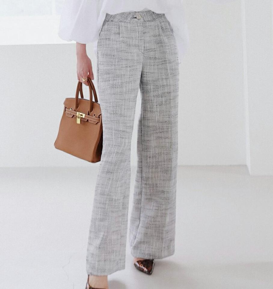 ツイードゴールドフレームボタンパンツ・全3色・t00241 レディース 【pt】パンツ ズボン ロングパンツ ゴールド ツイード 大人 きれいめ ワイド 高級感 ストレート ワンタック ダーツ 学校行事 春 秋 韓国ファッション ハイホリHIHOLLI