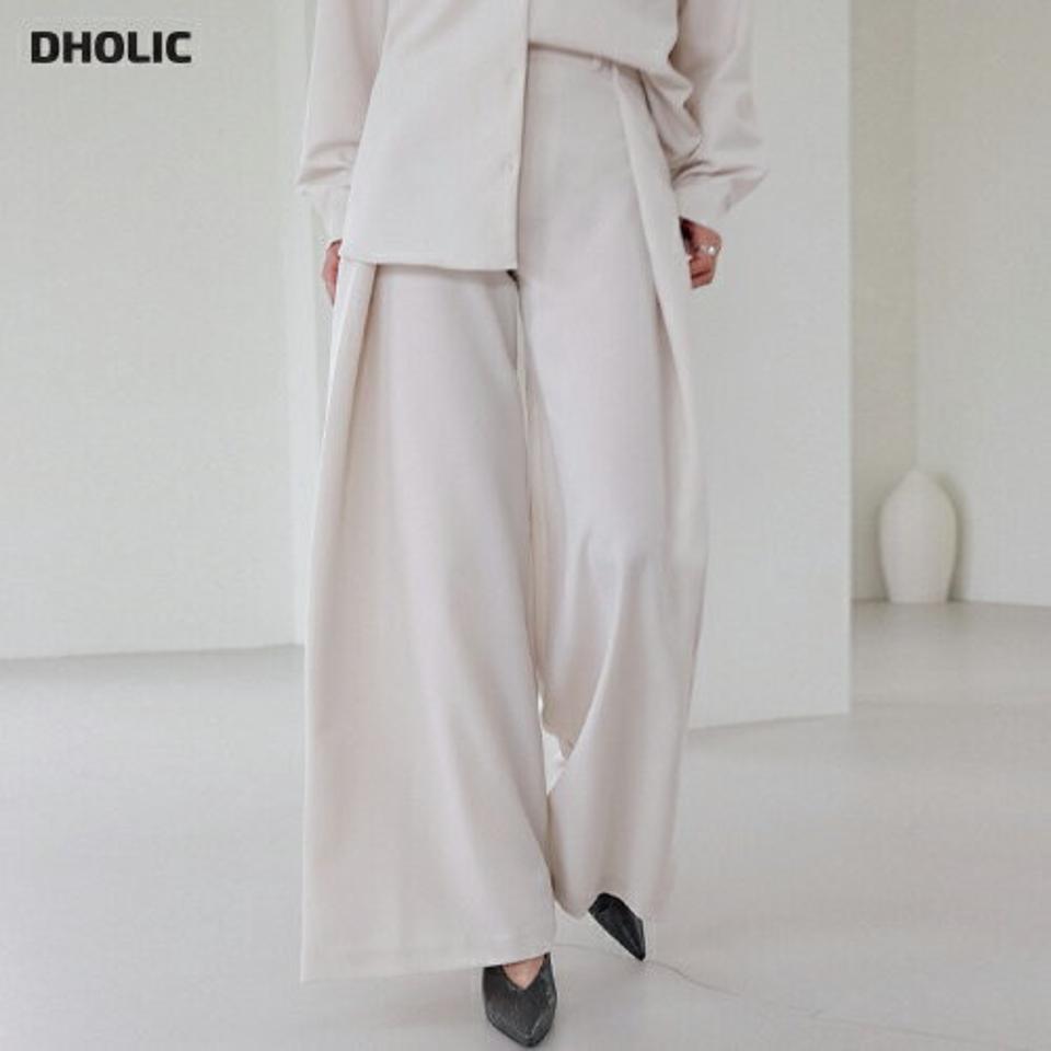 タックスラックス・全2色・t00238 レディース 【pt】パンツ ズボン ロングパンツ スラックス 単色 無地 シンプル ワイド 揺れる タック ストレート 大人 きれいめ オフィスカジュアル 春 秋 韓国ファッション ハイホリHIHOLLI