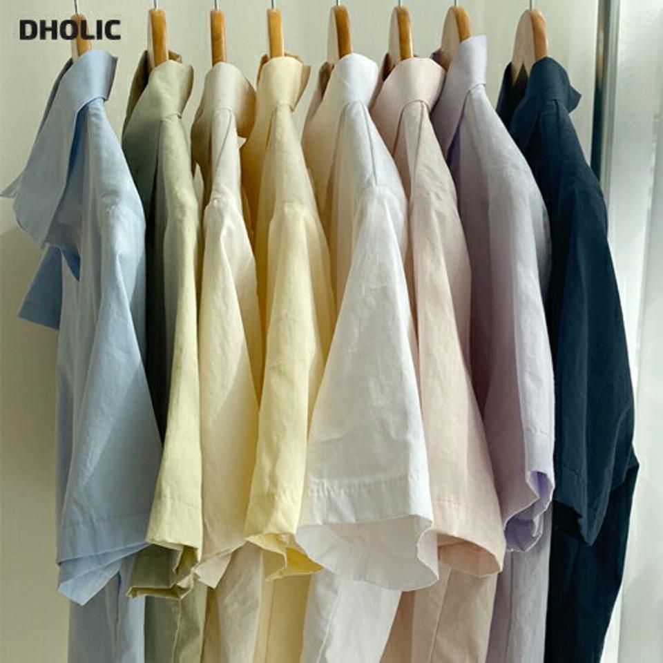 ハーフスリーブカラーシャツ・全8色・t67019 レディース 【bl】韓国ファッション トップス シャツ 半袖 カラーネック ハーフスリーブ ボタン カラーシャツ 無地 ベーシック シンプル カジュアル フェミニン 夏 春 秋