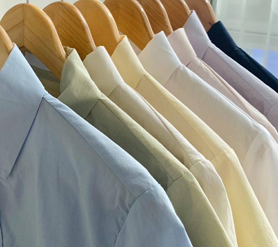 ハーフスリーブカラーシャツ・全8色・t67019 レディース 【bl】韓国ファッション トップス シャツ 半袖 カラーネック ハーフスリーブ ボタン カラーシャツ 無地 ベーシック シンプル カジュアル フェミニン 夏 春 秋