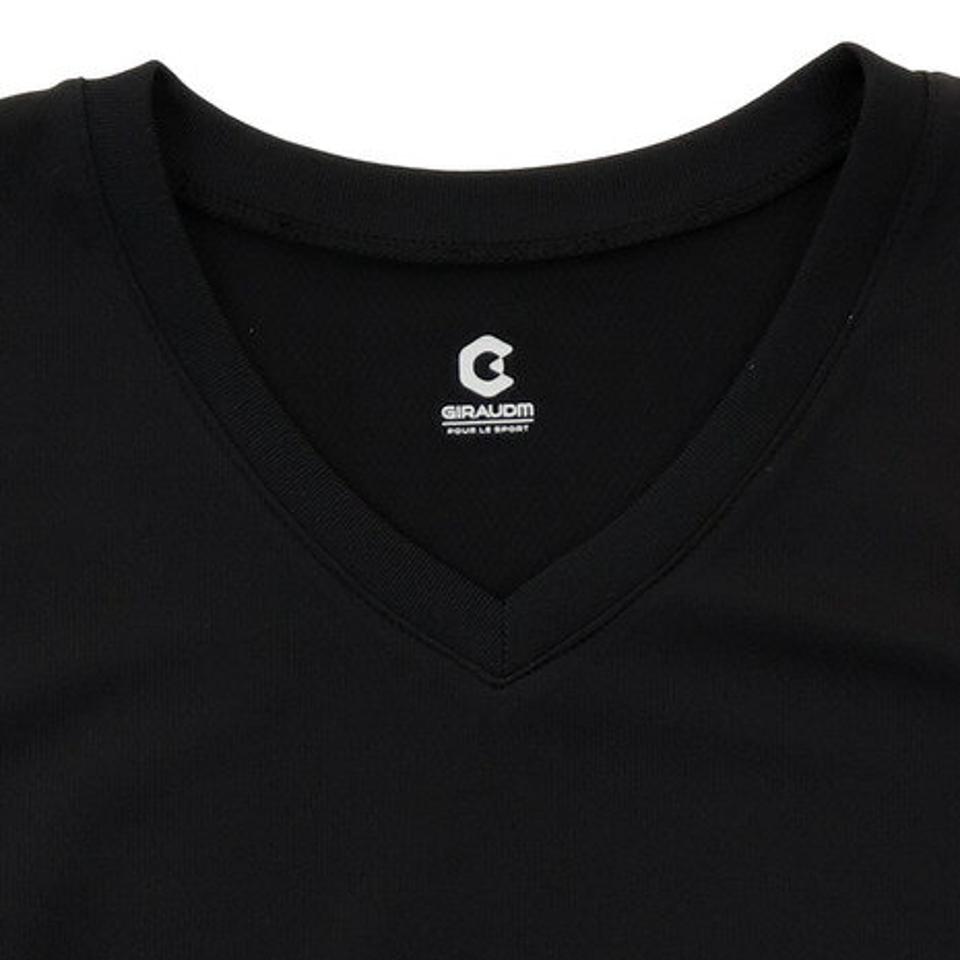 ジローム(GIRAUDM) サッカー ジュニア インナー ドライプラス(吸汗速乾)高通気Vネックインナーシャツ 742GM0ES9311 黒 (キッズ)