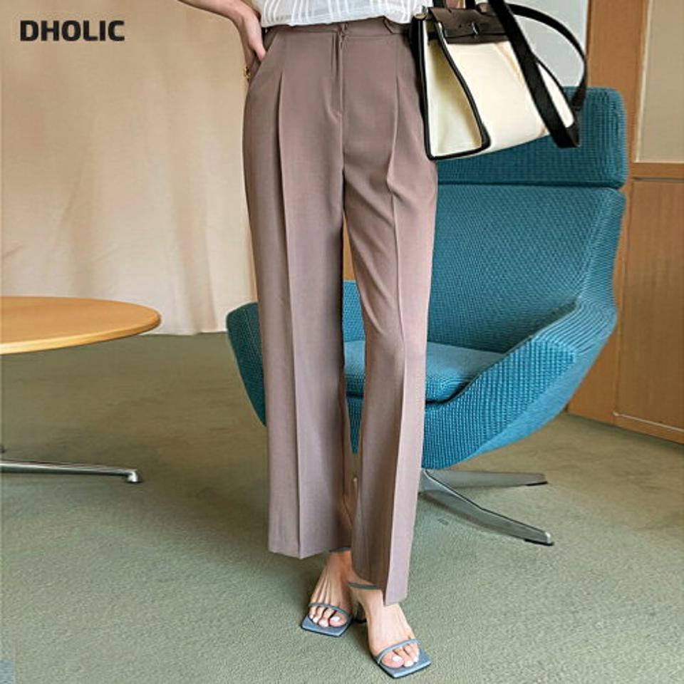 【10%OFF】ボタンワイドスラックス・全3色 レディース 【pt】パンツ スラックス ロング 丈 ベーシック 単色 無地 シンプル ワイド カラーパンツ オフィスカジュアル ボタン ワイド ハイウエスト 脚長 春 夏 秋 冬 韓国ファッション ハイホリHIHOLLI セール SALE