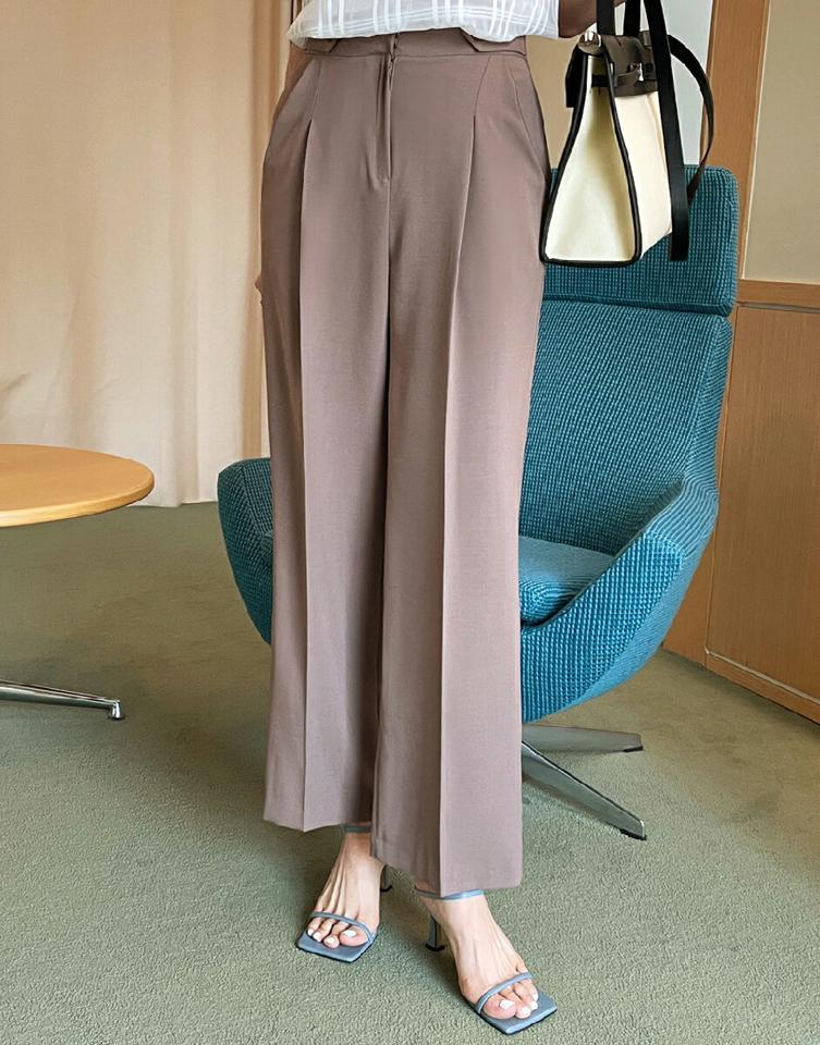 【10%OFF】ボタンワイドスラックス・全3色 レディース 【pt】パンツ スラックス ロング 丈 ベーシック 単色 無地 シンプル ワイド カラーパンツ オフィスカジュアル ボタン ワイド ハイウエスト 脚長 春 夏 秋 冬 韓国ファッション ハイホリHIHOLLI セール SALE