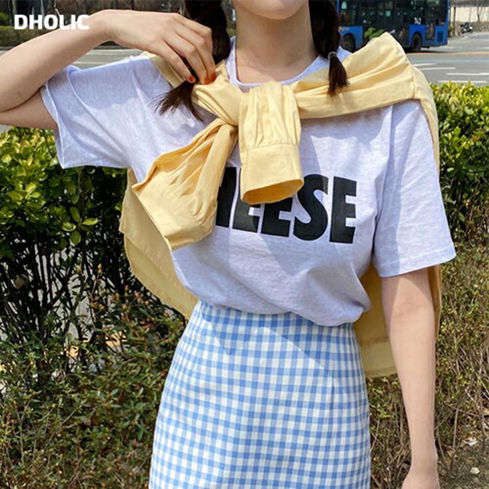 CHEESEラウンドTシャツ・全4色・t00479 レディース 【tops】トップス Tシャツ 半袖 ハーフスリーブ ロゴ カジュアル ラフ ラウンドネック ロゴT 春 夏 韓国ファッション