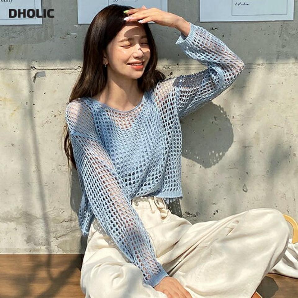 【4DAY限定SALE】≪人気商品再入荷≫パンチングニット&ノースリーブSET・全5色・t66530 レディース【tops】アンサンブル セット カーディガン 長袖 メッシュ ニット トップス タンクトップ スリーブレス 水色 サマーニット プルオーバー 春 夏 韓国ファッション 人気