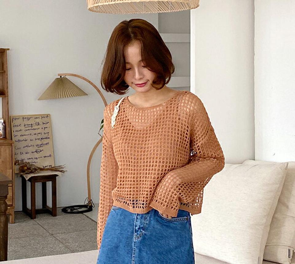 【4DAY限定SALE】≪人気商品再入荷≫パンチングニット&ノースリーブSET・全5色・t66530 レディース【tops】アンサンブル セット カーディガン 長袖 メッシュ ニット トップス タンクトップ スリーブレス 水色 サマーニット プルオーバー 春 夏 韓国ファッション 人気