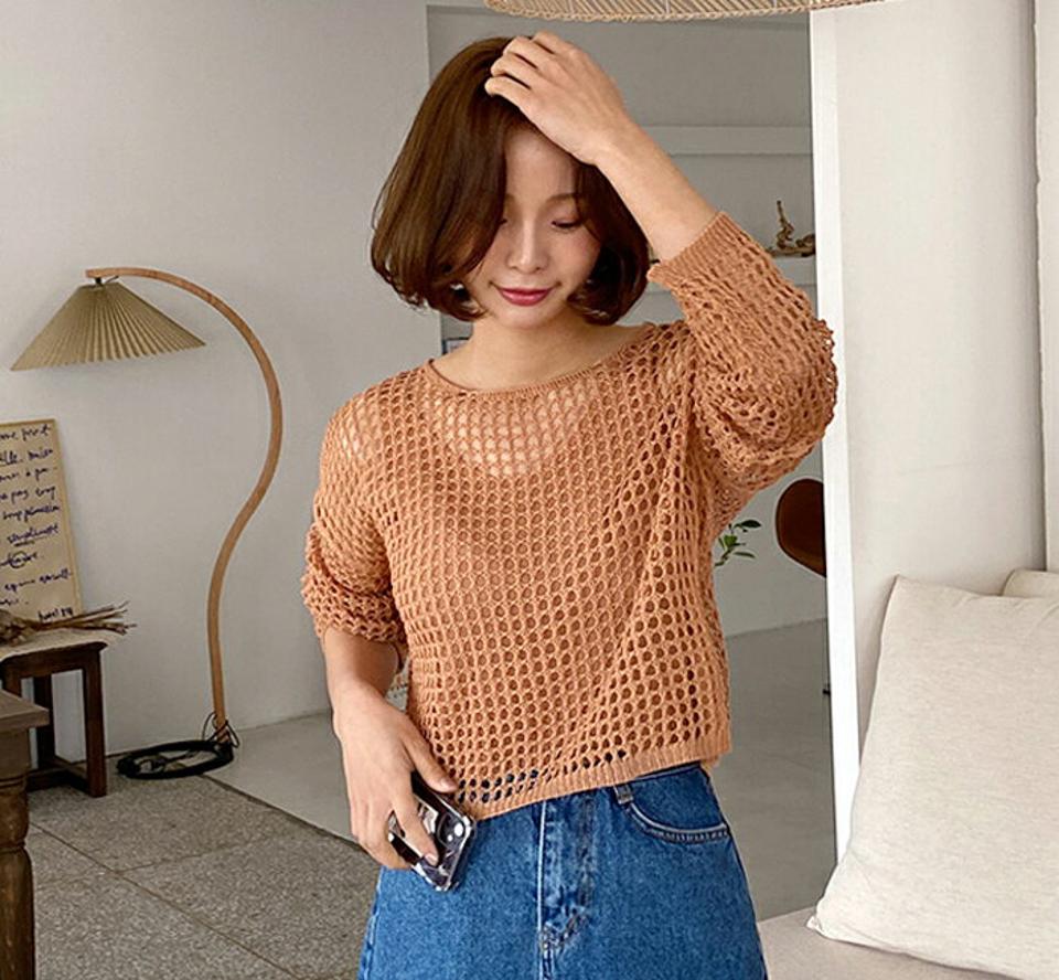 【4DAY限定SALE】≪人気商品再入荷≫パンチングニット&ノースリーブSET・全5色・t66530 レディース【tops】アンサンブル セット カーディガン 長袖 メッシュ ニット トップス タンクトップ スリーブレス 水色 サマーニット プルオーバー 春 夏 韓国ファッション 人気