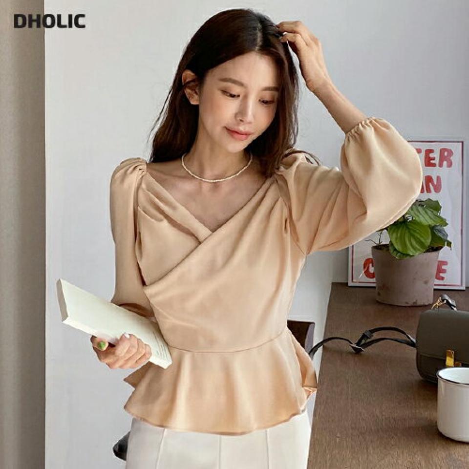 2WAYカシュクールペプラムブラウス・全4色・t66528 レディース 【bl】トップス ブラウス 長袖 ペプラム カシュクール デコルテ 鎖骨 フェミニン 単色 上品 きれいめ とな ゴム ギャザー オフショルダー 2way 春 秋 韓国ファッション