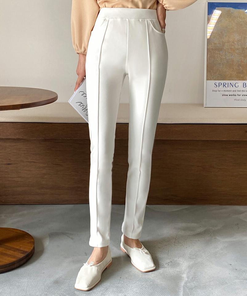 センタープレススキニーパンツ・全2色・b66544 レディース 【pt】パンツ ズボン ロングパンツ スキニーパンツ スリム センタープレス 単色 無地 シンプル ベーシック カジュアル ラフ ハイウエスト ストレッチ ゴム 春 秋 韓国ファッション