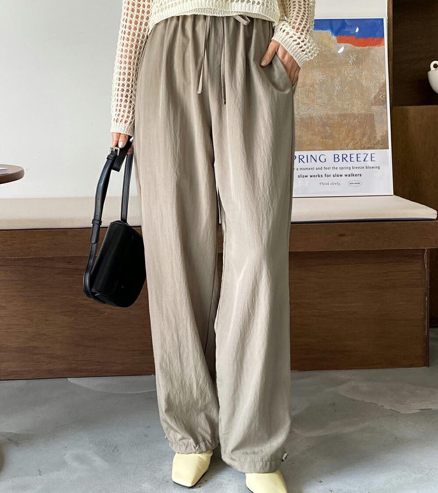 2WAYワイドパンツ・全3色・t66539 レディース 【pt】パンツ ズボン ロングパンツ ワイドパンツ 単色 無地 シンプル ラフ カジュアル ウエストゴム ジョガーパンツ 体型カバー ナイロン ドローコード 韓スト 春 夏 秋 韓国ファッション