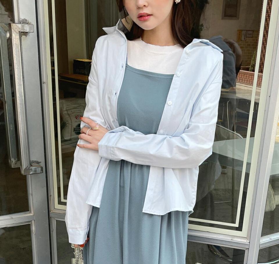 8COLORSカラーネックシャツ・全8色・t00629 レディース 【bl】韓国ファッション トップス シャツ 長袖 カラーネック カフスボタン パステルカラー 無地 ベーシック シンプル カジュアル フェミニン 春 秋