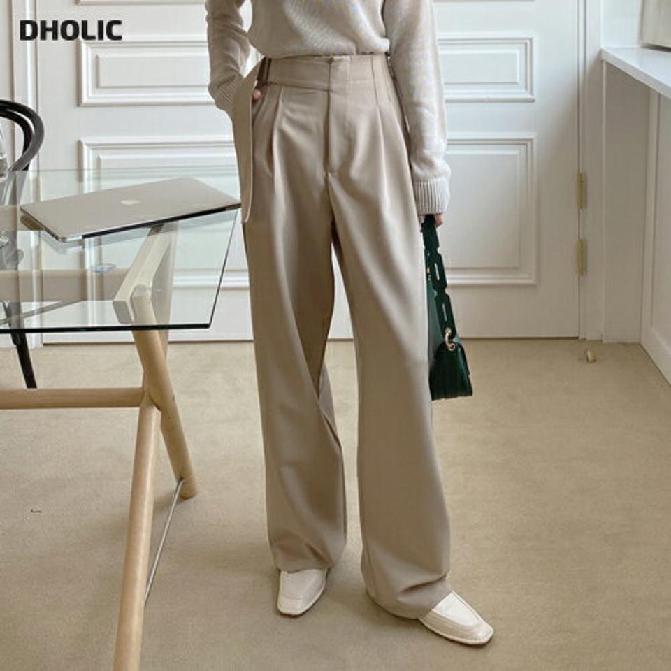 サイドベルトスラックス・全2色・t00645 レディース 【pt】韓国ファッション ボトムス ロング ロングパンツ スラックスパンツ スラックス ワイド ストレート ツータック ベルト ハイウエスト 無地 シンプル フェミニン カジュアル 春 秋