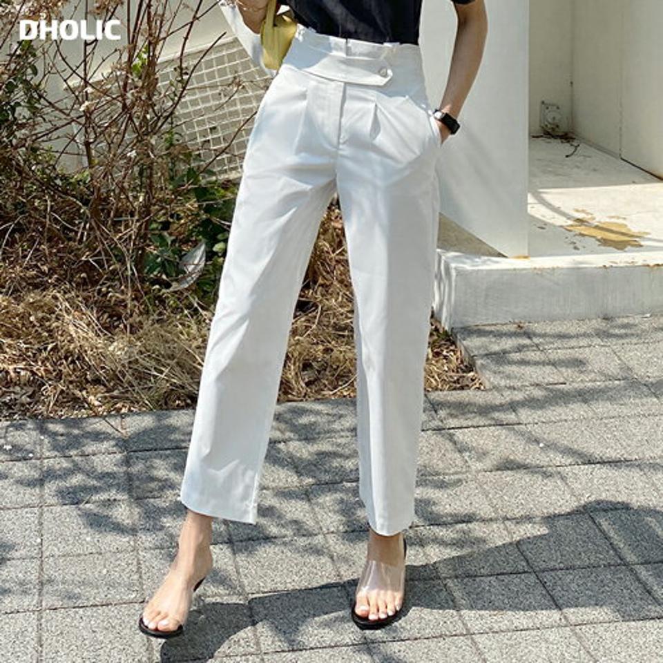 フリルボタンストラップパンツ・全2色・t71936 レディース 【pt】パンツ ズボン ロングパンツ フリル 単色 無地 シンプル かわいい カジュアル ワイドパンツ ストラップ 春 夏 秋 韓国ファッション ハイホリHIHOLLI