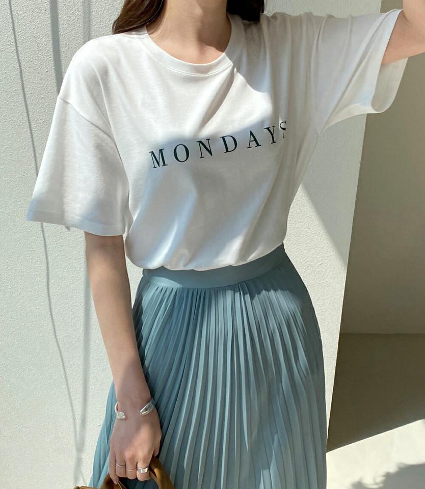 半袖MONDAYSレタリングTシャツ・全3色・t71911 レディース 【tops】トップス Tシャツ 半袖 ハーフスリーブ ロゴT ロゴ レタリング カジュアル ラフ シンプル ラウンドネック 春 夏 韓国ファッション ハイホリHIHOLLI